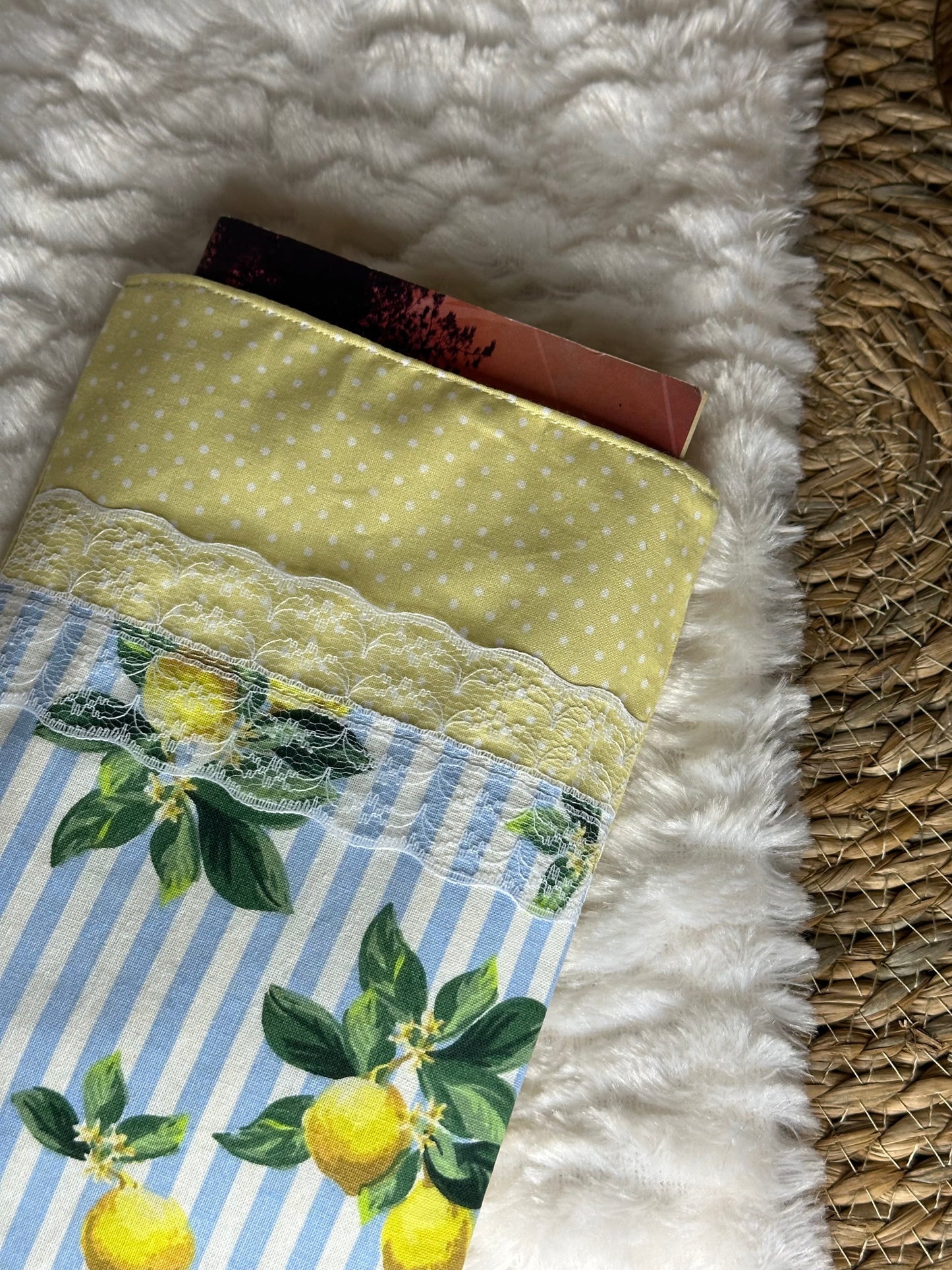 Pochette à livre Adrianna - « Food » Jaune et Bleue