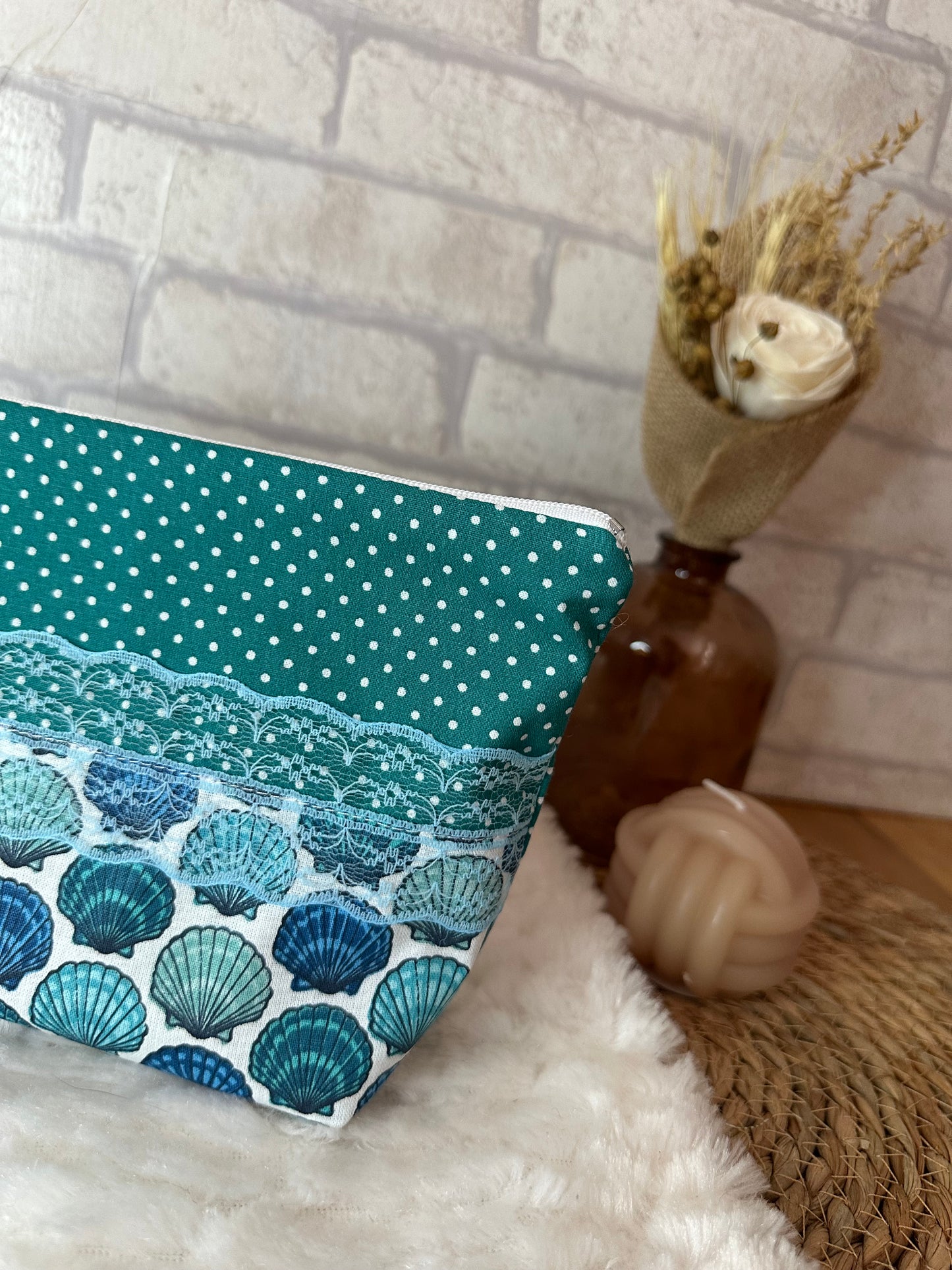 Trousse Amélia - « Coquillages » Bleue