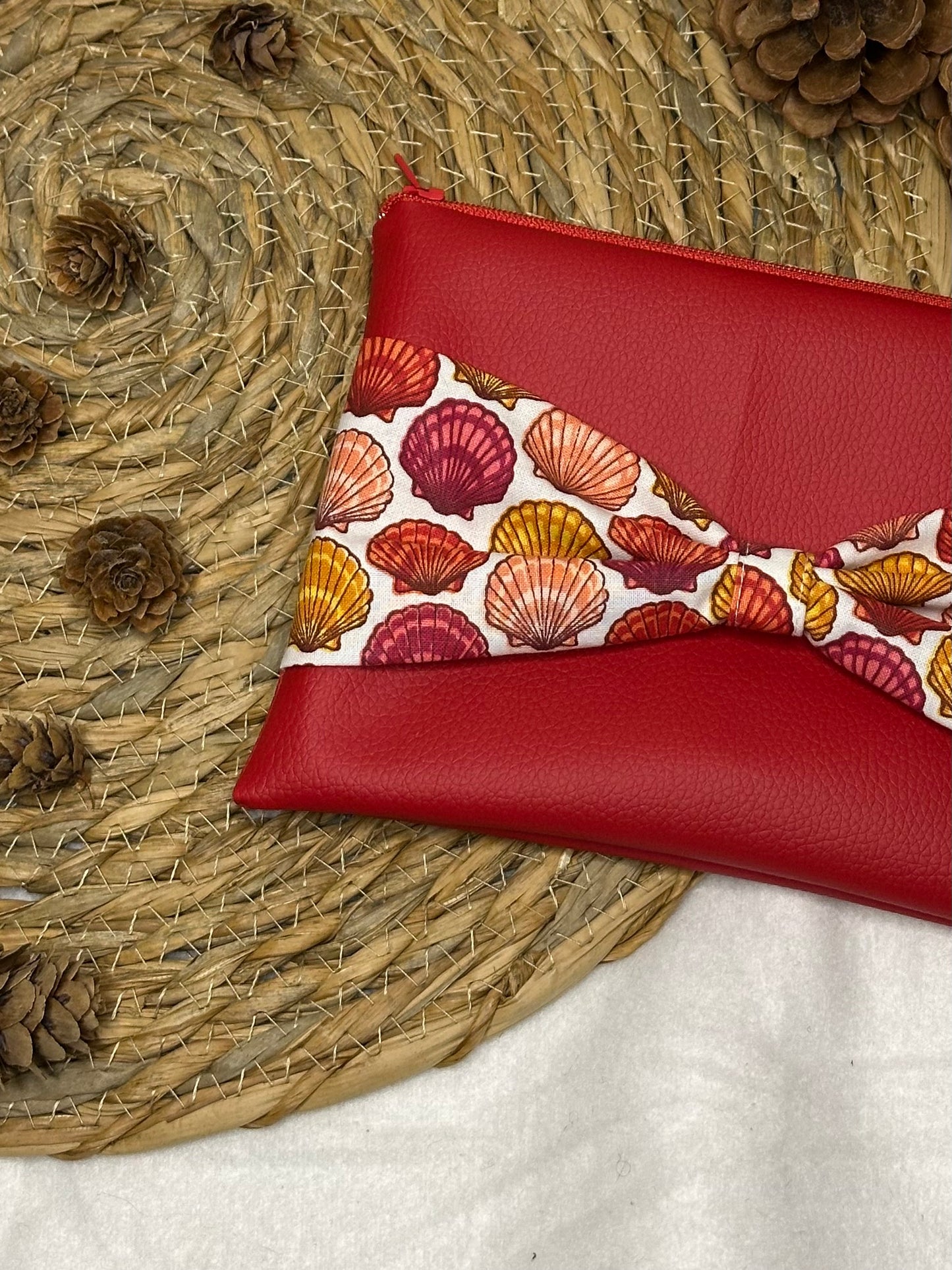 Trousse Anastasia - « Coquillages » Rouge