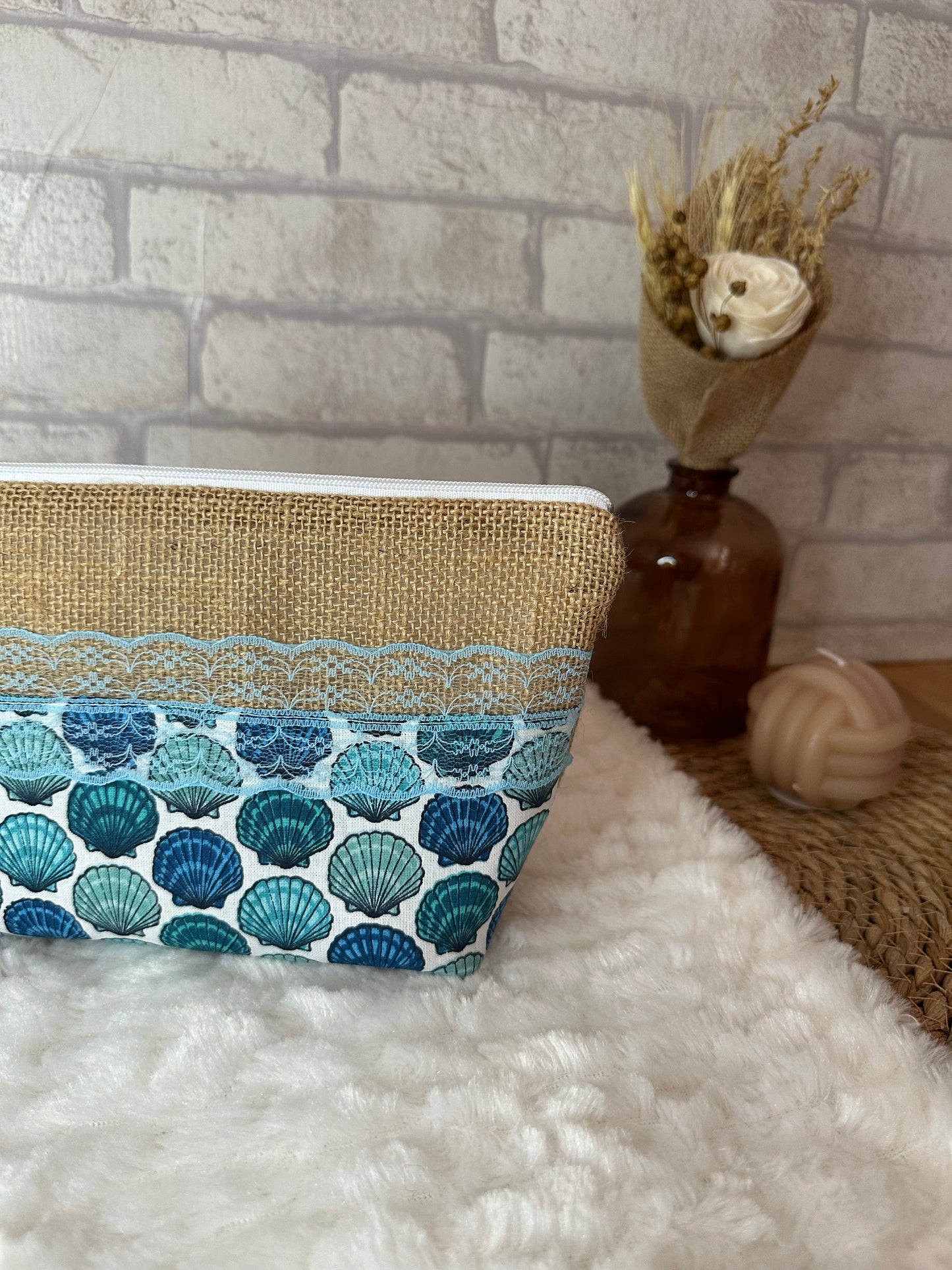 Trousse Bella - « Coquillages » Bleu