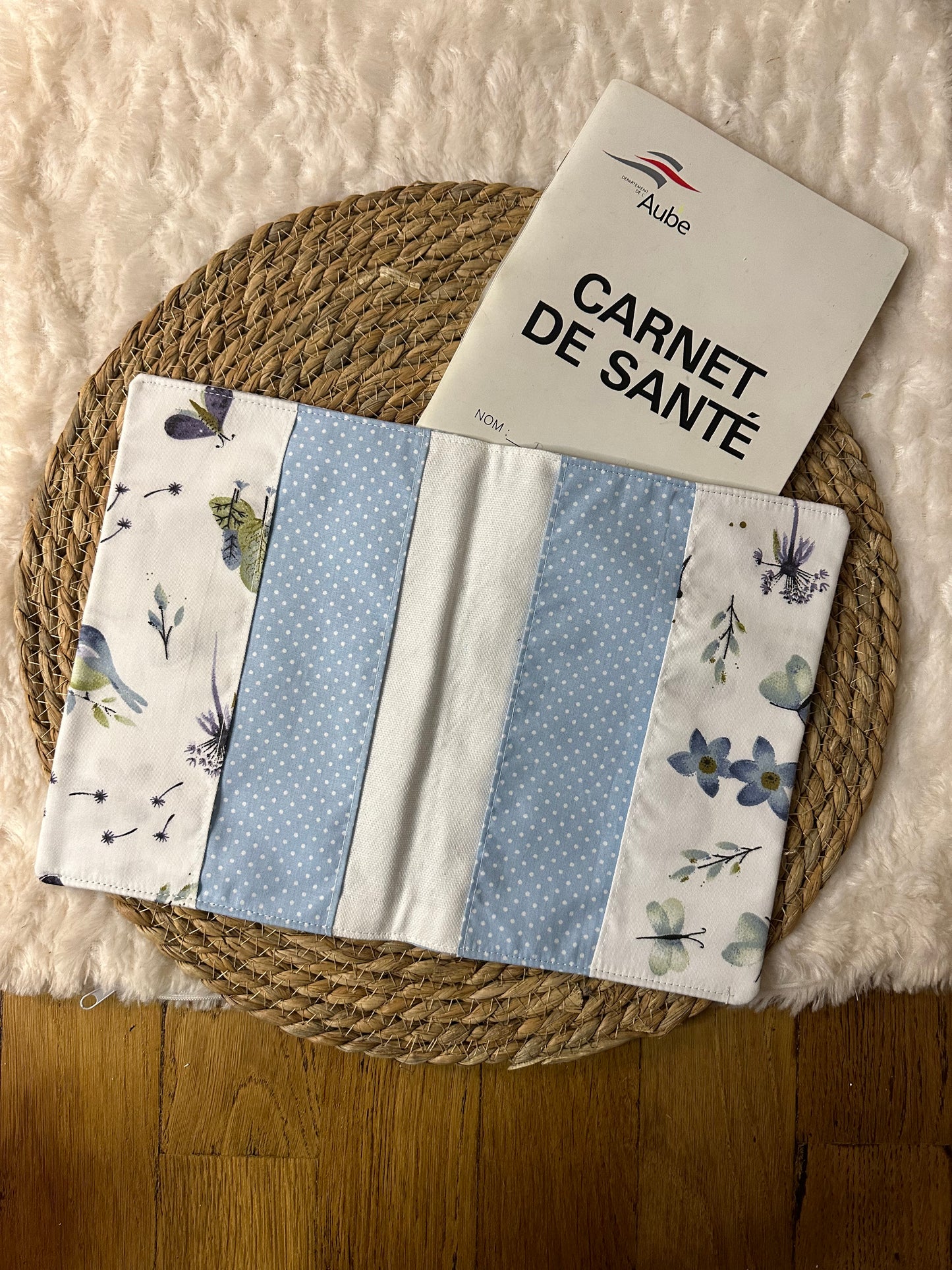 Protège carnet de santé Angela - « Plantes » Bleu
