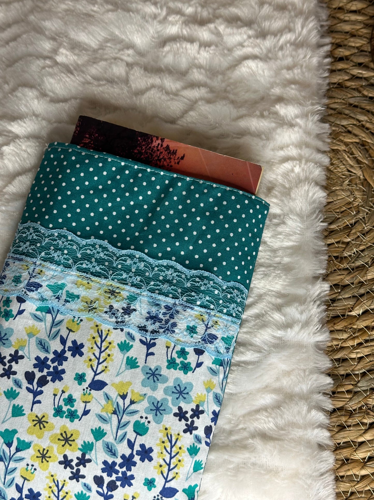 Pochette à livre Adrianna - « Fleurs » Bleue et Jaune
