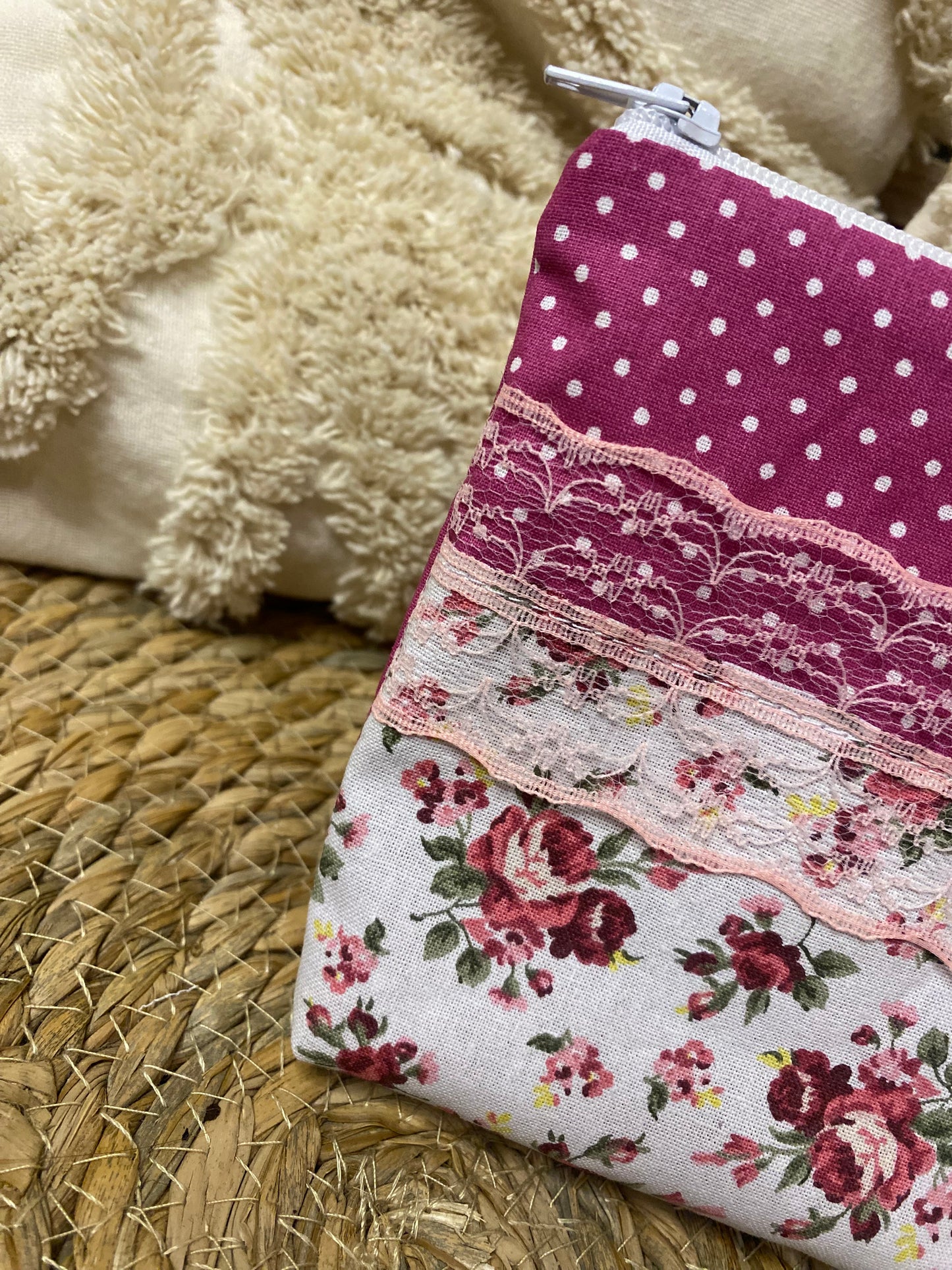 Trousse Ivana - « Fleurs » Rose