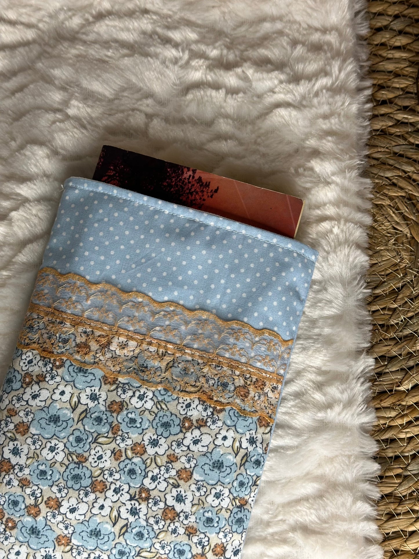 Pochette à livre Adrianna - « Fleurs » Bleue et Orange