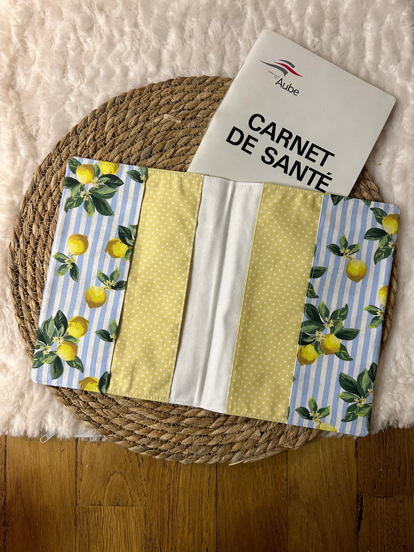 Protège carnet de santé Angela - « Food » Jaune et Bleu