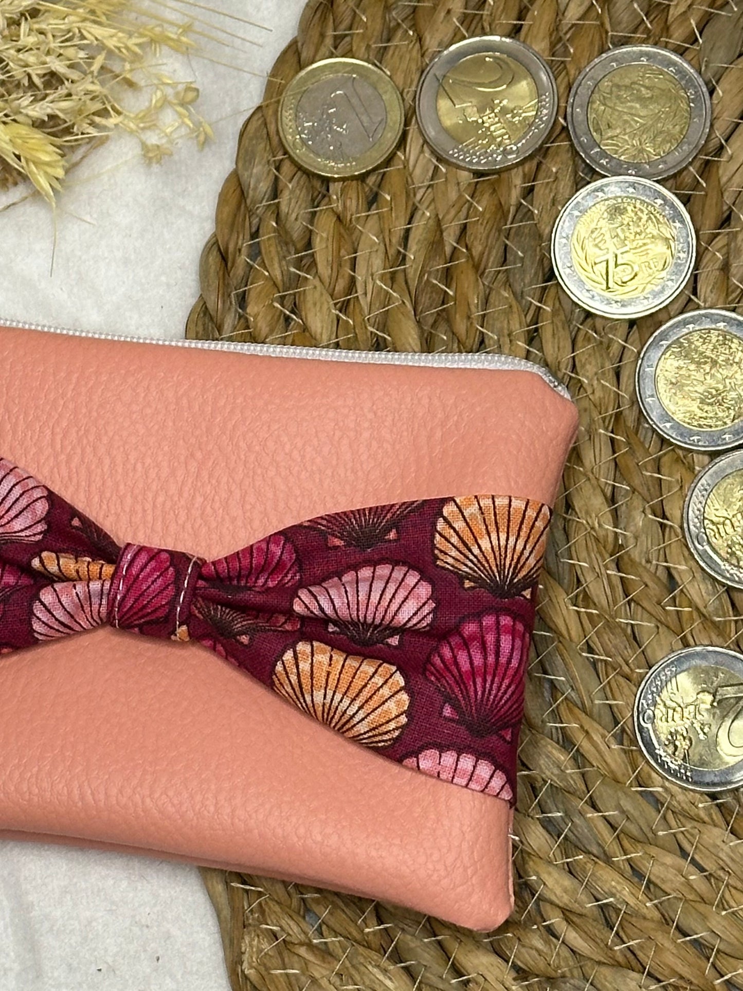 Porte monnaie Lila - « Coquillages » Corail