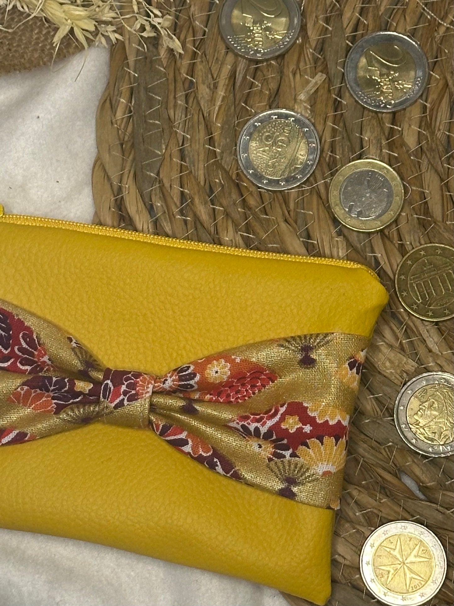 Porte monnaie Lila - « Éventails » Moutarde