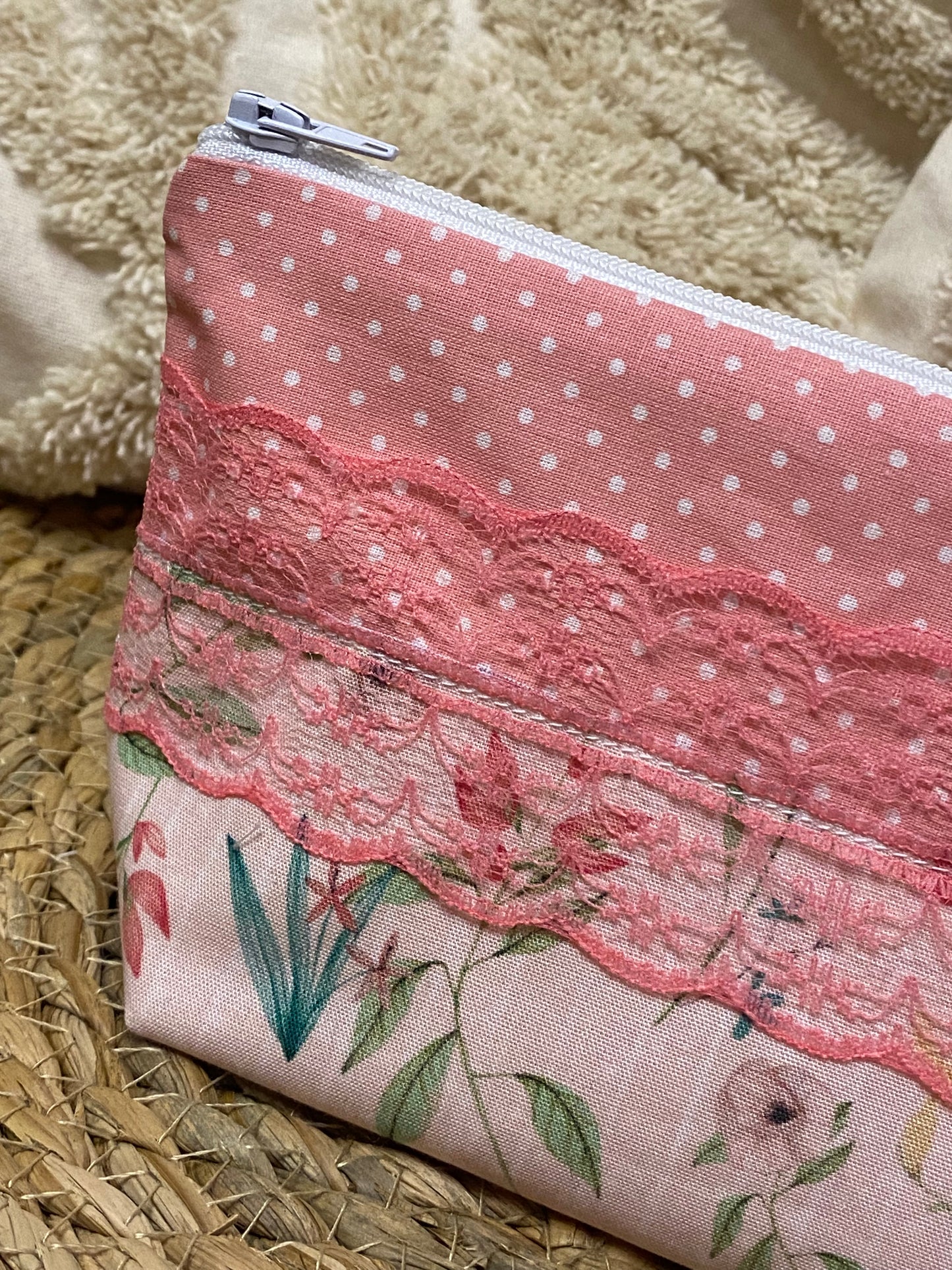 Trousse Virginia - « Fleurs » Rose