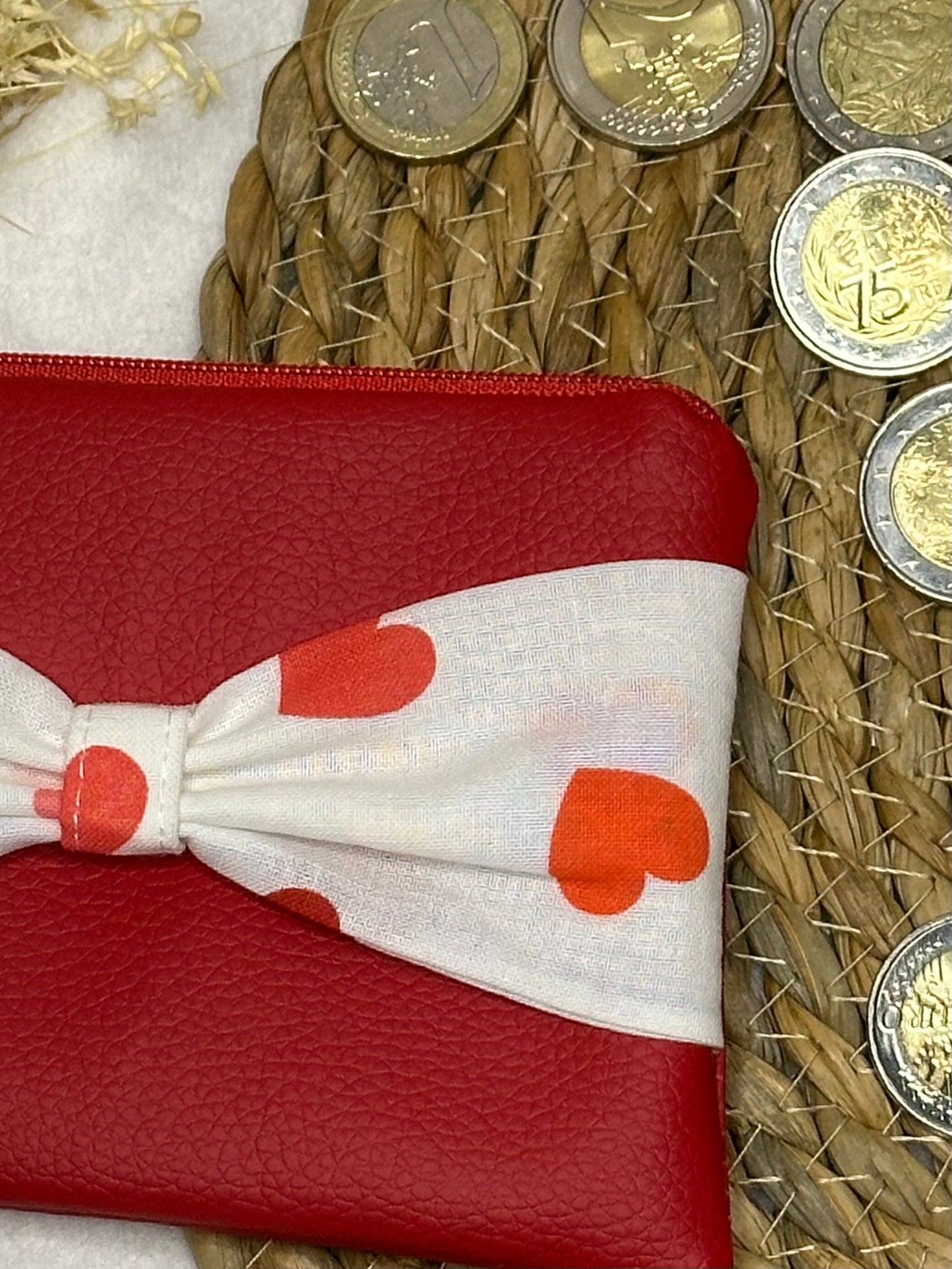 Porte monnaie Lila - « Coeurs » Rouge