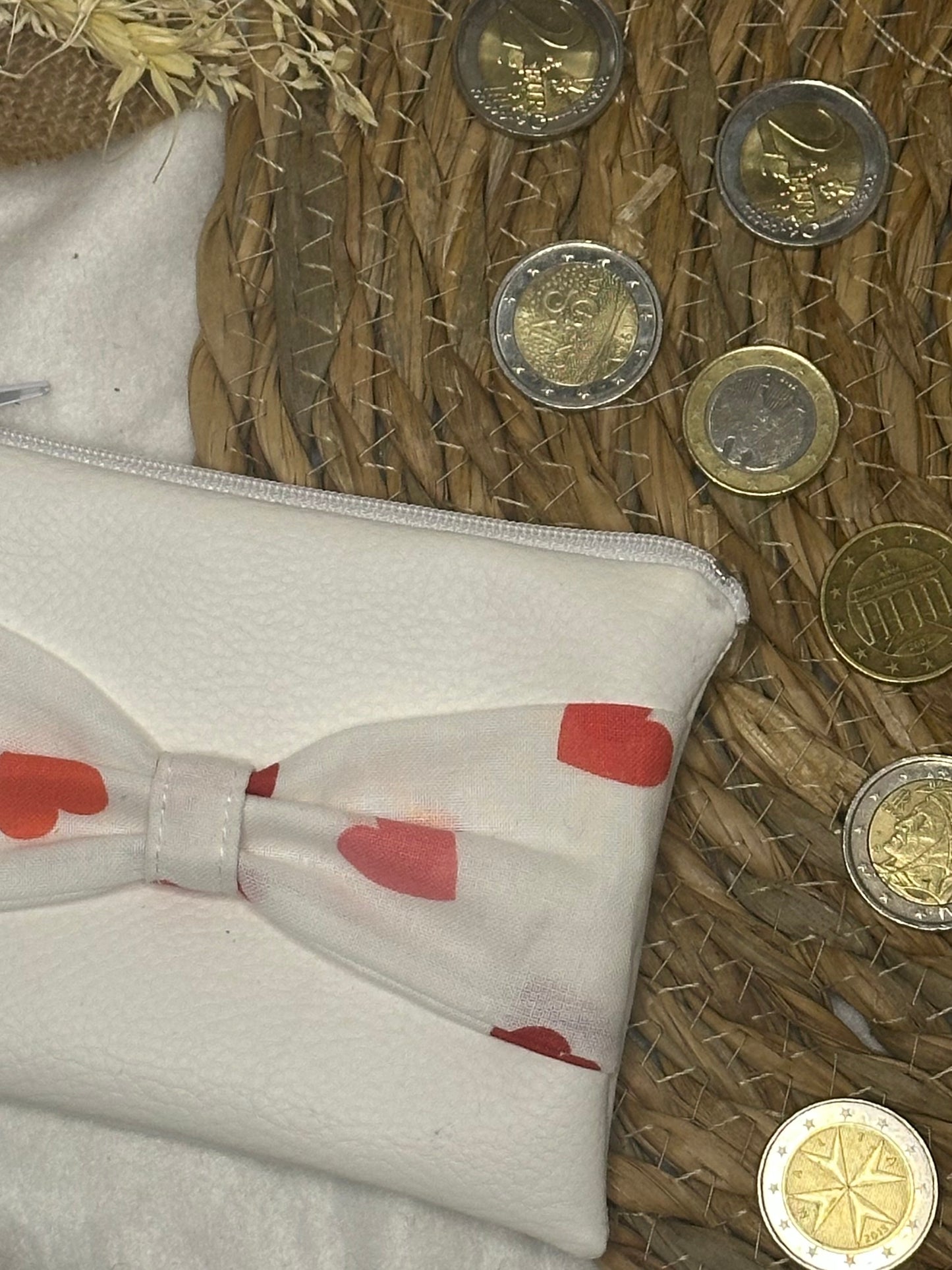 Porte monnaie Lila - « Coeurs » Blanc