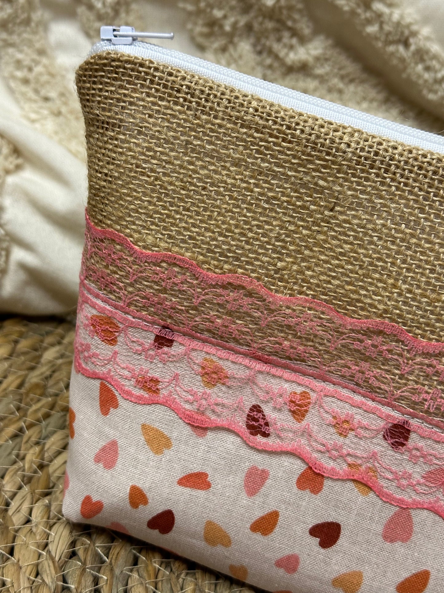 Trousse Bella - « Coeurs » Rose