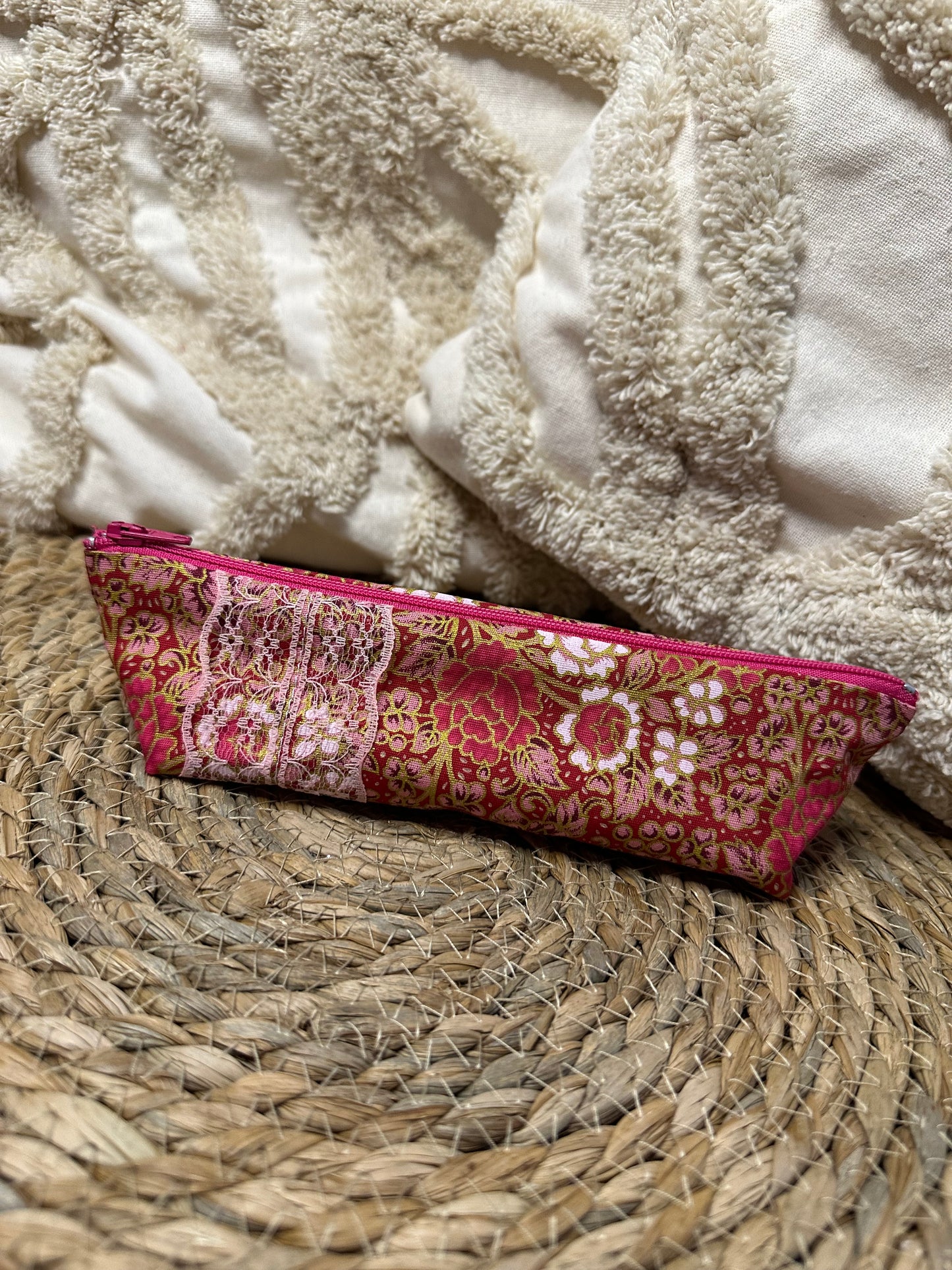 Trousse Olivia - « Fleurs » Rose