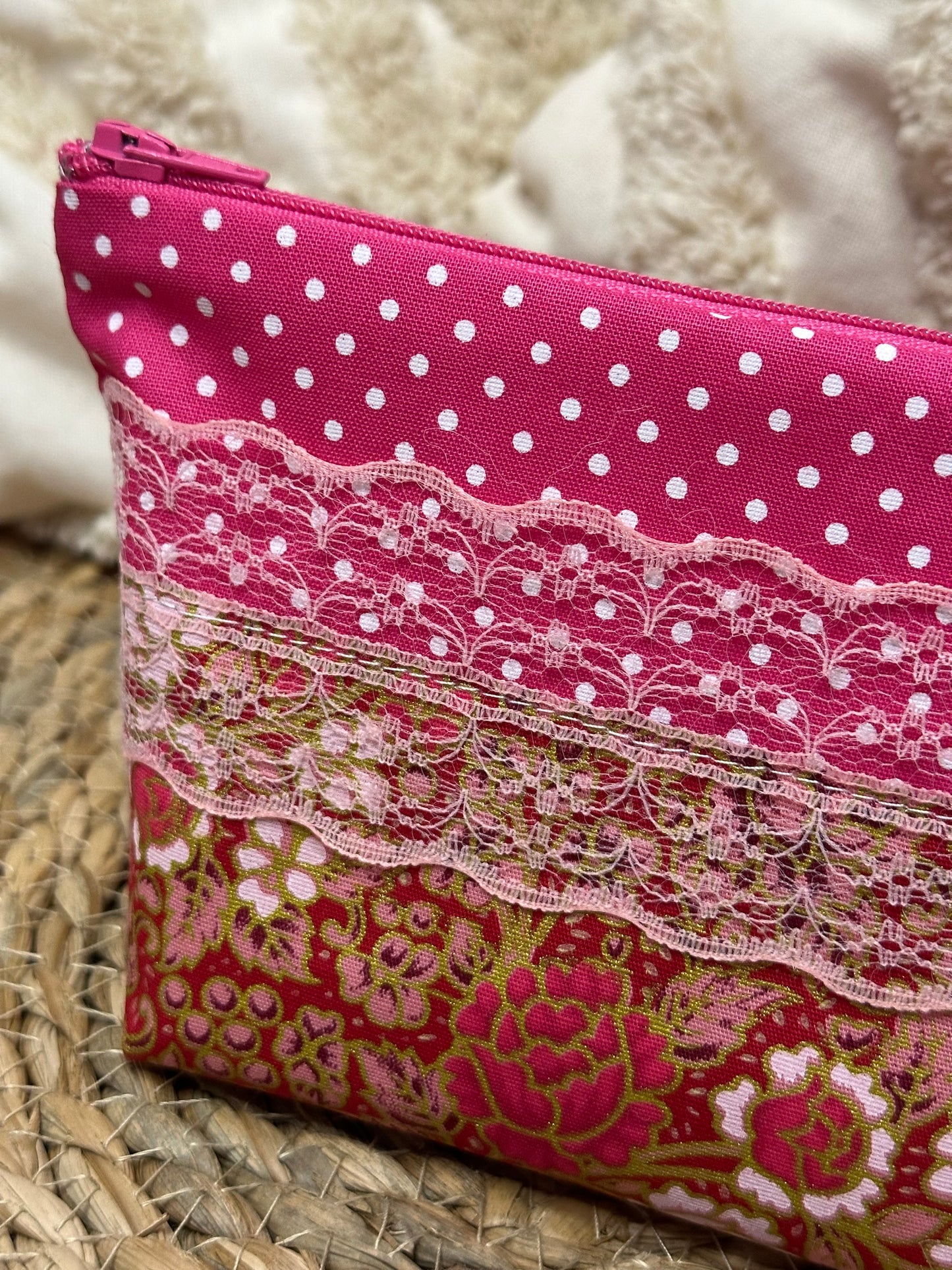 Trousse Virginia - « Fleurs » Rose