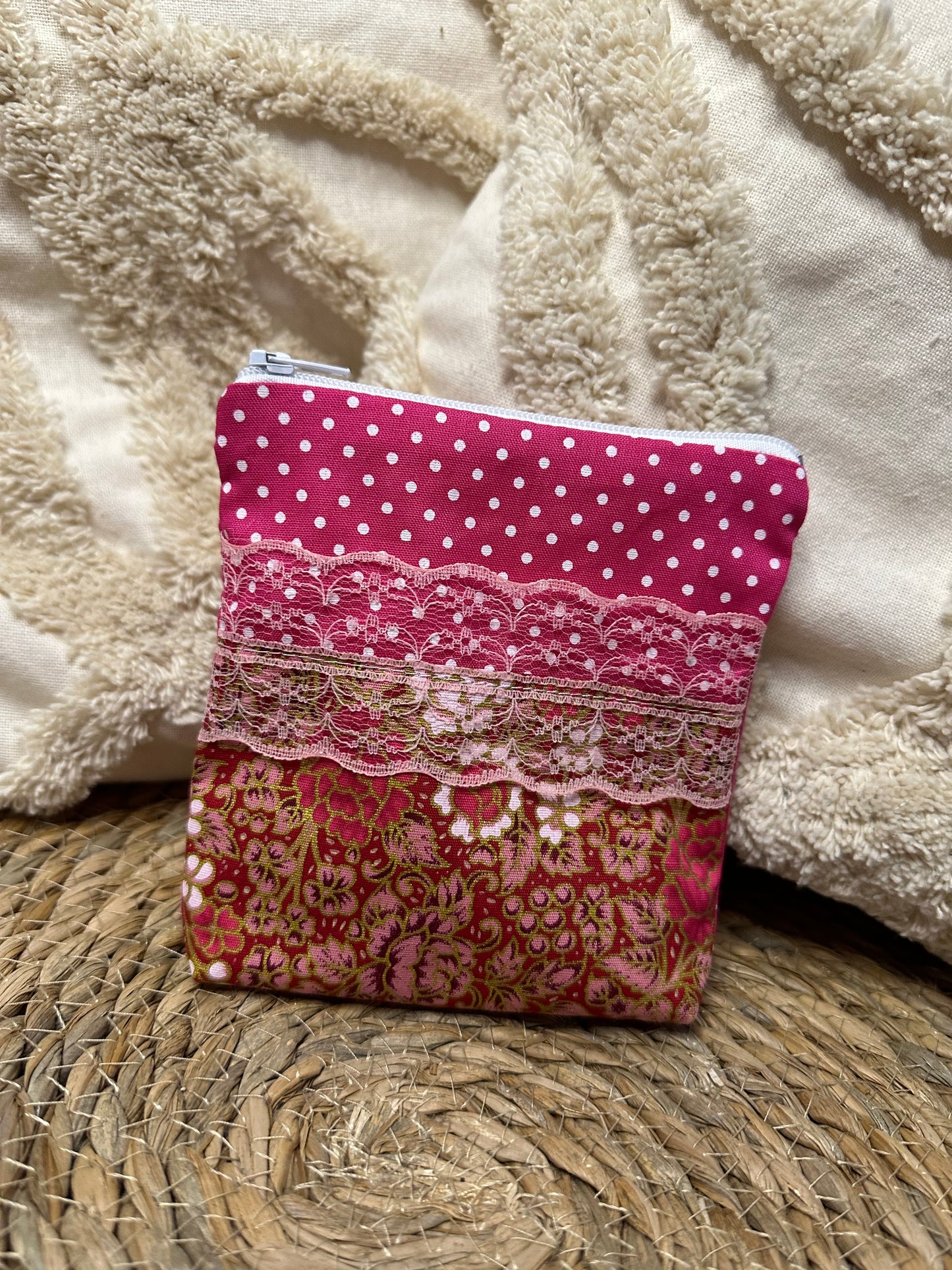 Trousse Ivana - « Fleurs » Rose