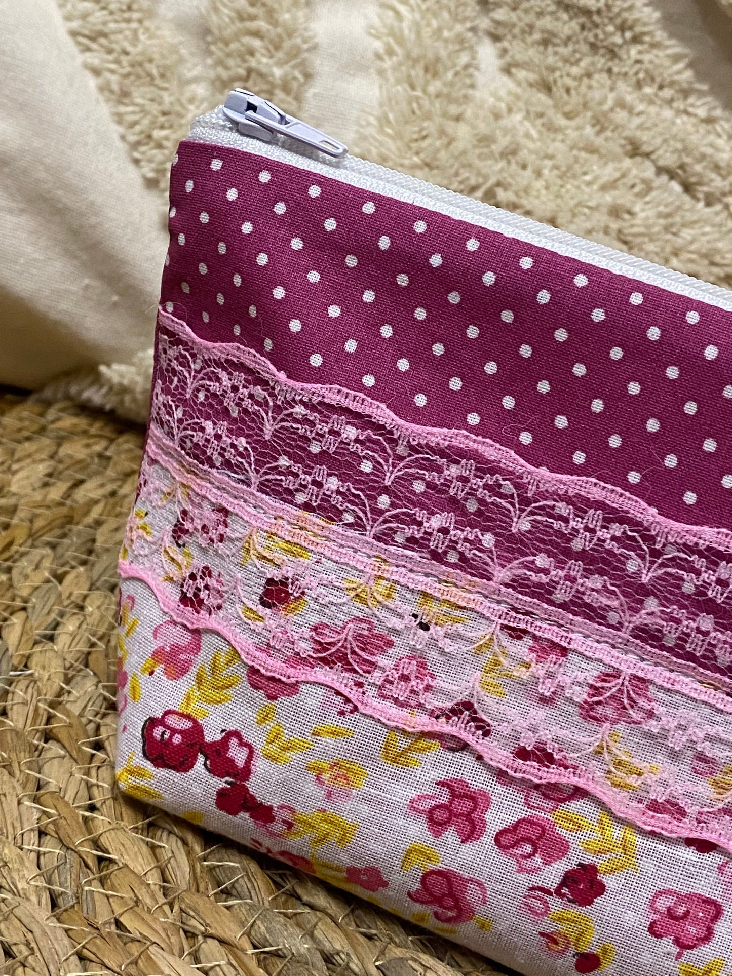 Trousse Virginia - « Fleurs » Rose