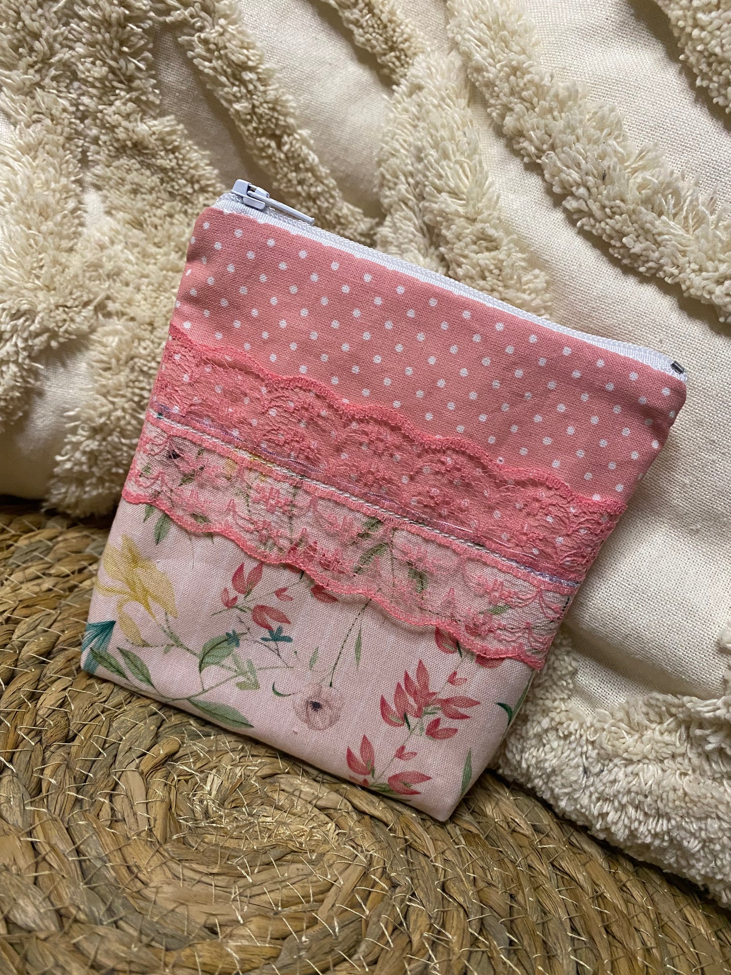 Trousse Ivana - « Fleurs » Rose