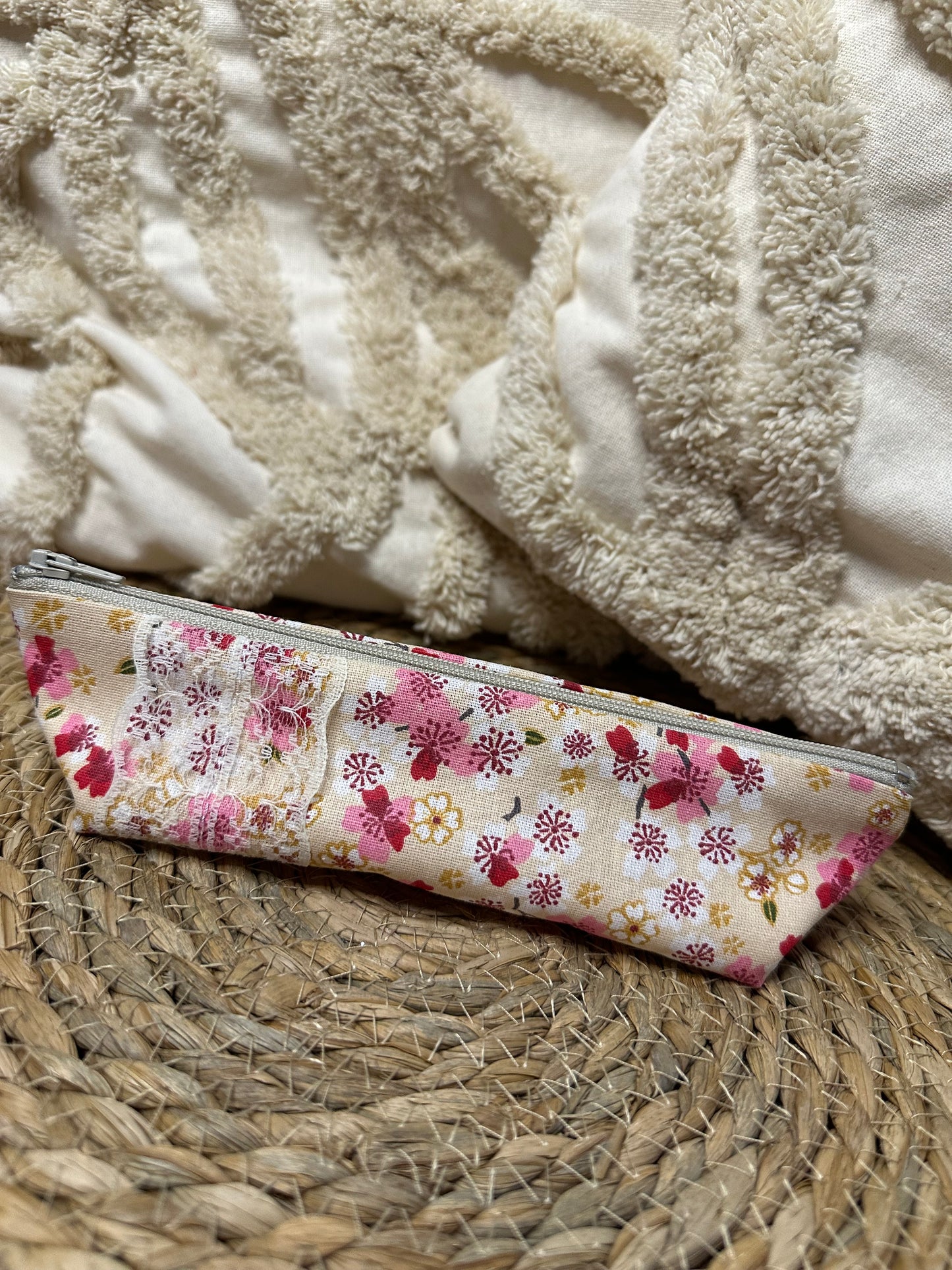 Trousse Olivia - « Fleurs » Jaune et Rose