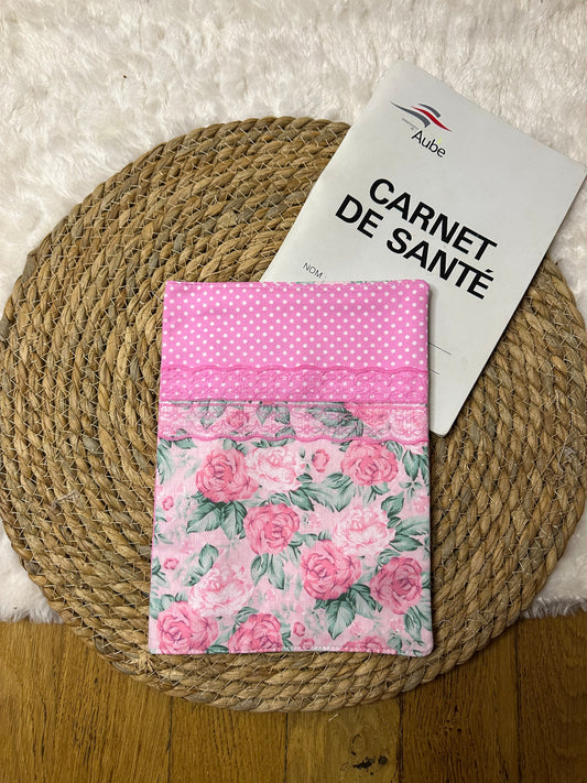 Protège carnet de santé Angela - « Fleurs » Rose