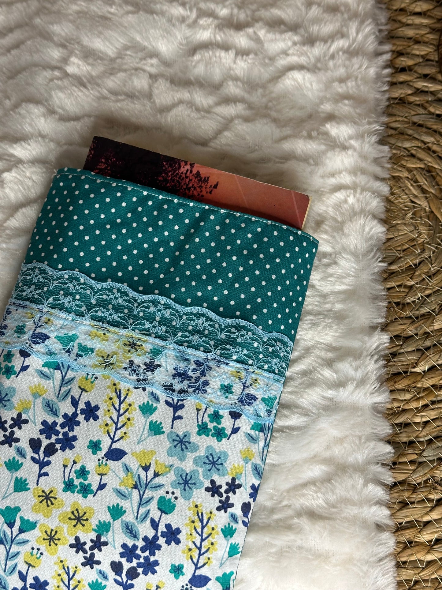 Pochette à livre Adrianna - « Fleurs » Bleue et Jaune