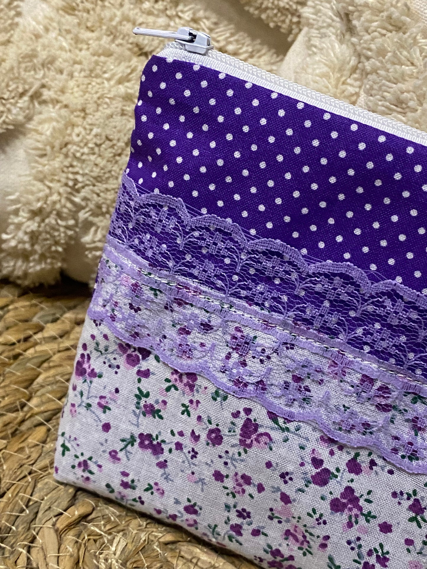 Trousse Ivana - « Fleurs » Violette