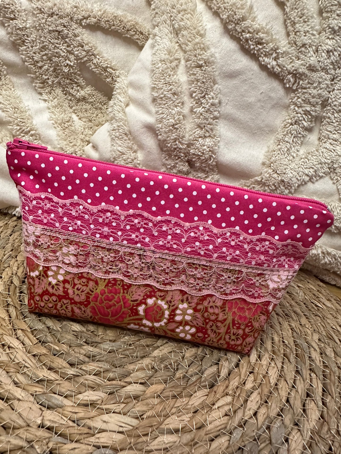 Trousse Virginia - « Fleurs » Rose