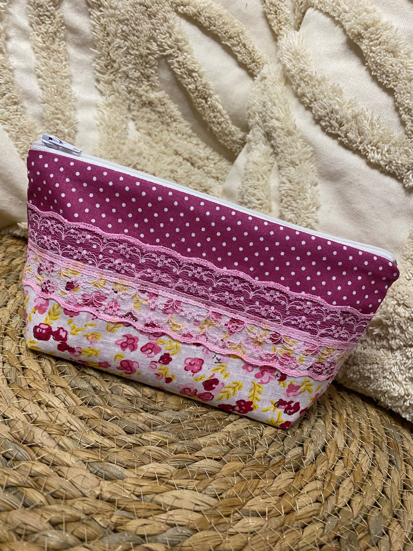 Trousse Virginia - « Fleurs » Rose