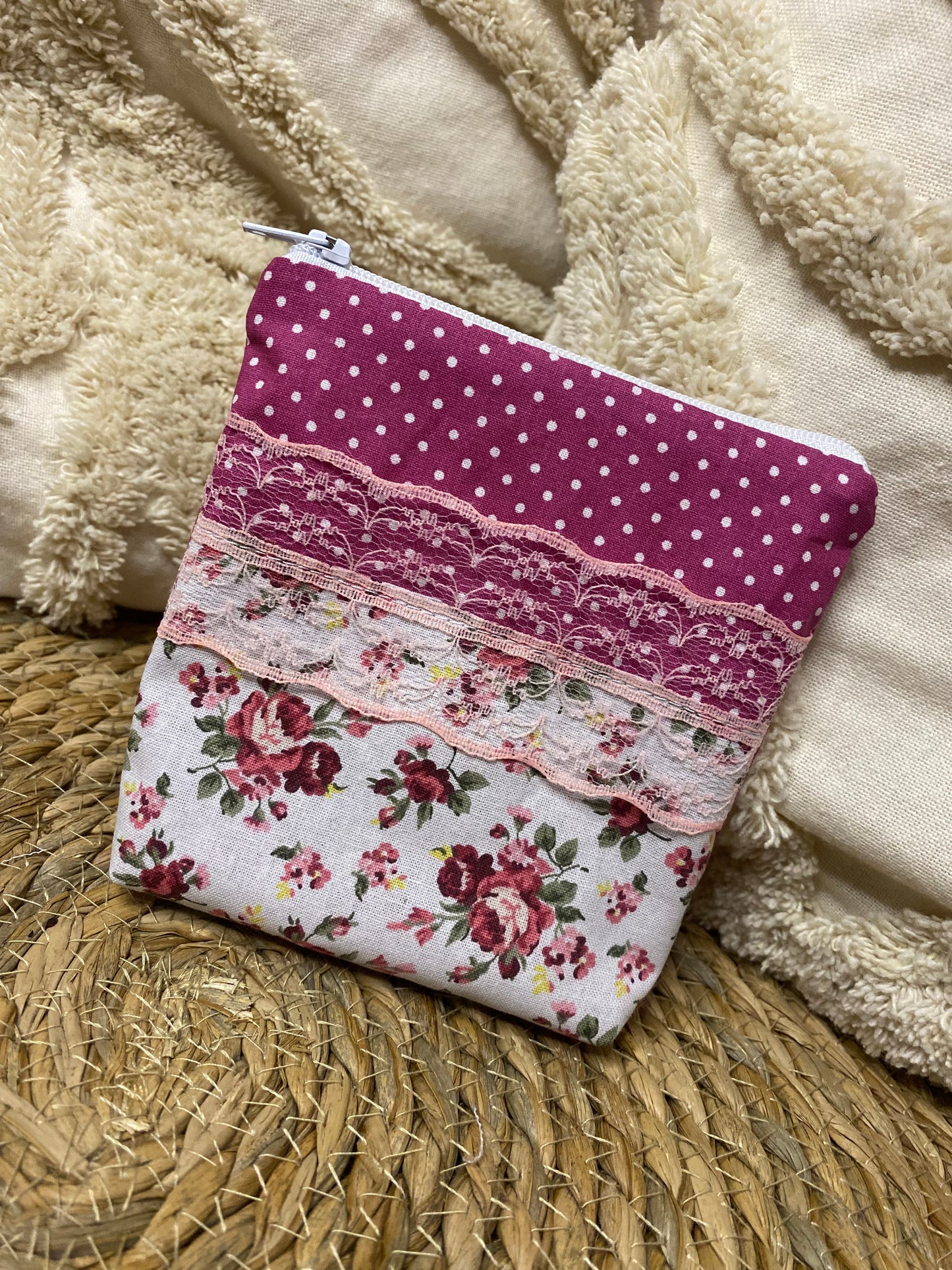 Trousse Ivana - « Fleurs » Rose