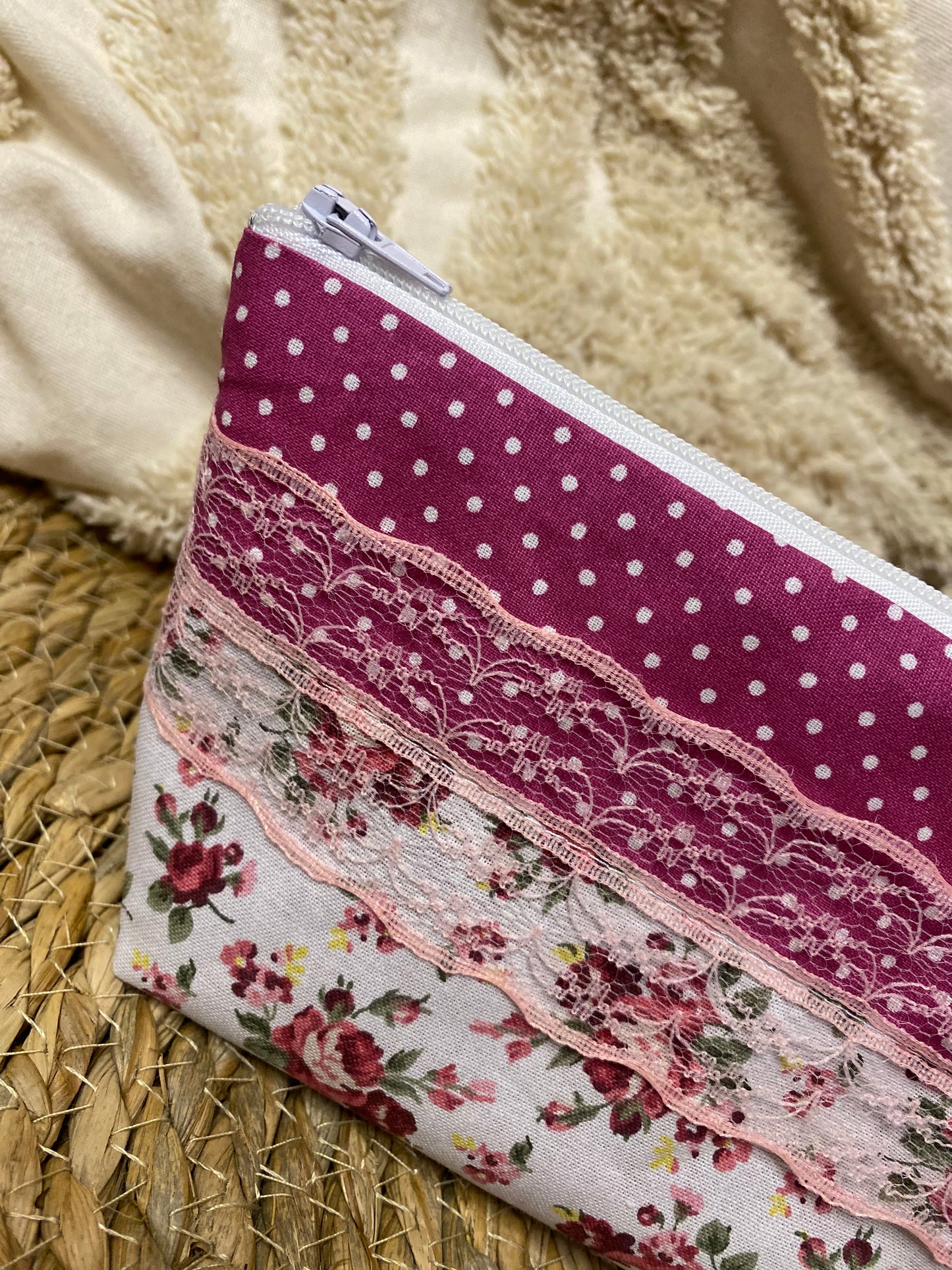 Trousse Virginia - « Fleurs » Rose