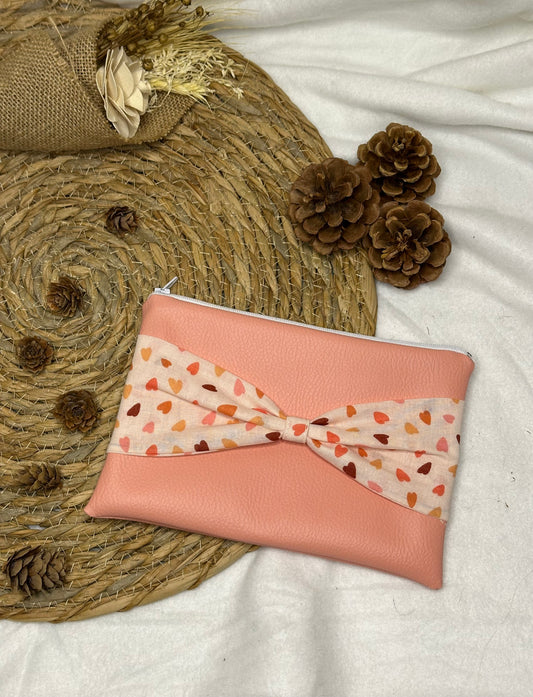 Trousse Anastasia - « Cœurs » Corail