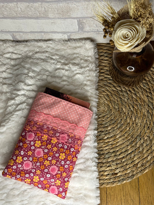 Pochette à livre Adrianna - « Fleurs » Rose