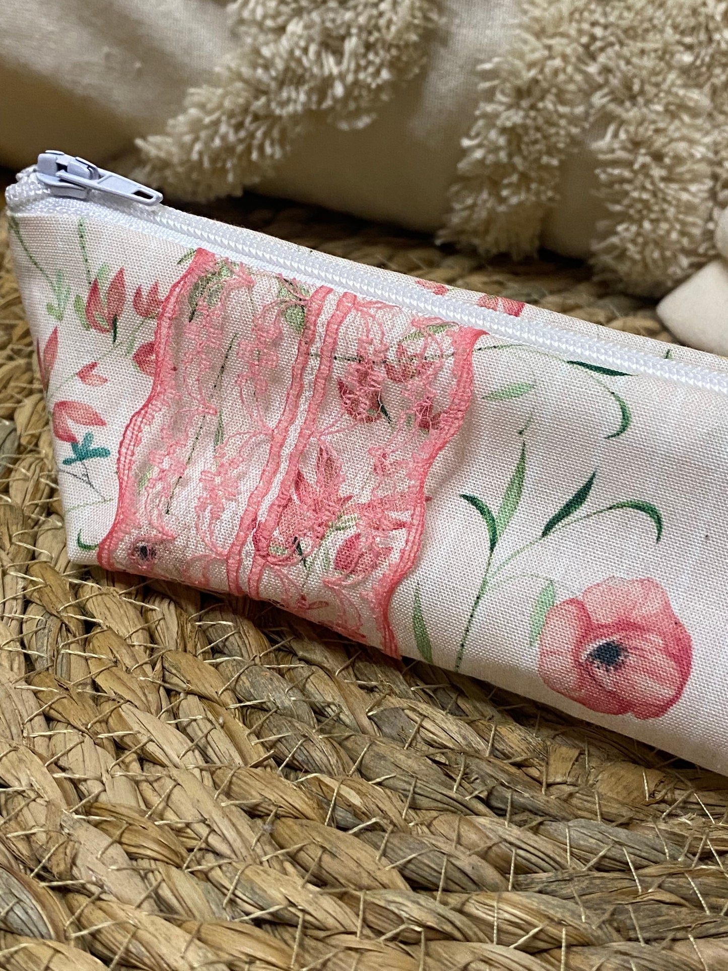 Trousse Olivia - « Fleurs » Rose