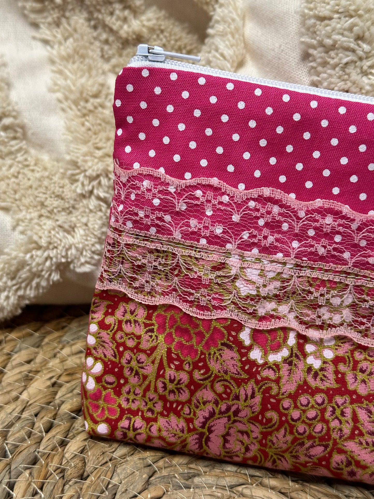 Trousse Ivana - « Fleurs » Rose